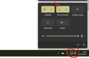Turn on Bluetooth in Windows 11 Using the Quick Settings menu