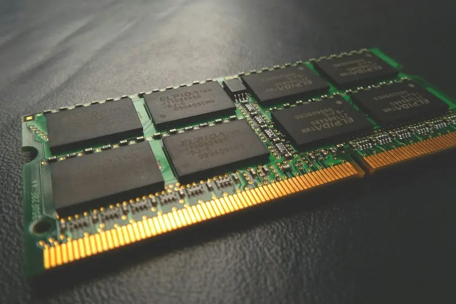 A laptop memory module up close