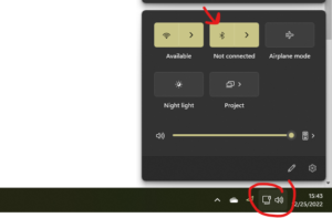 Turn on Bluetooth in Windows 11 Using the Quick Settings menu